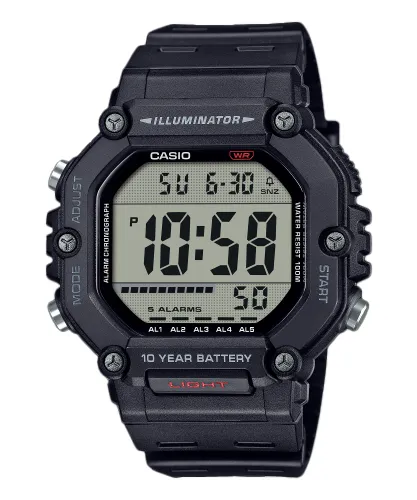 Casio de agujas blancas con exterior azul oscuro y granate