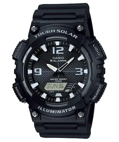 Casio de agujas metálico con interior azul oscuro