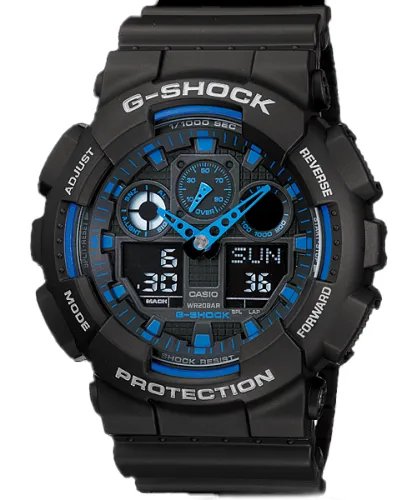 G-Shock analógico-digital negro con detalles azules